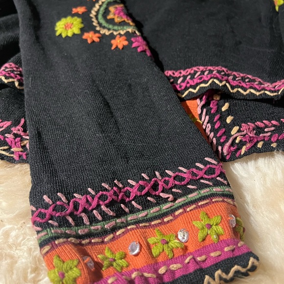 Double D Ranch embroidered rhinestone studs boho sweater cardigan floral hippie - Picture 8 of 12